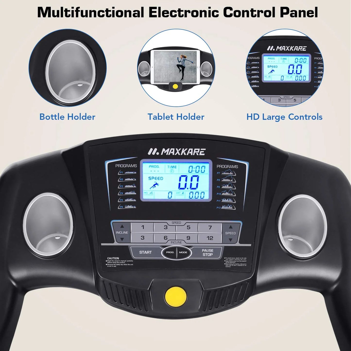 2.5 HP Treadmills for Home with 12 Levels Auto Incline, 8.5 Mph Speed 15 Preset Program, 220Lbs Max Weight